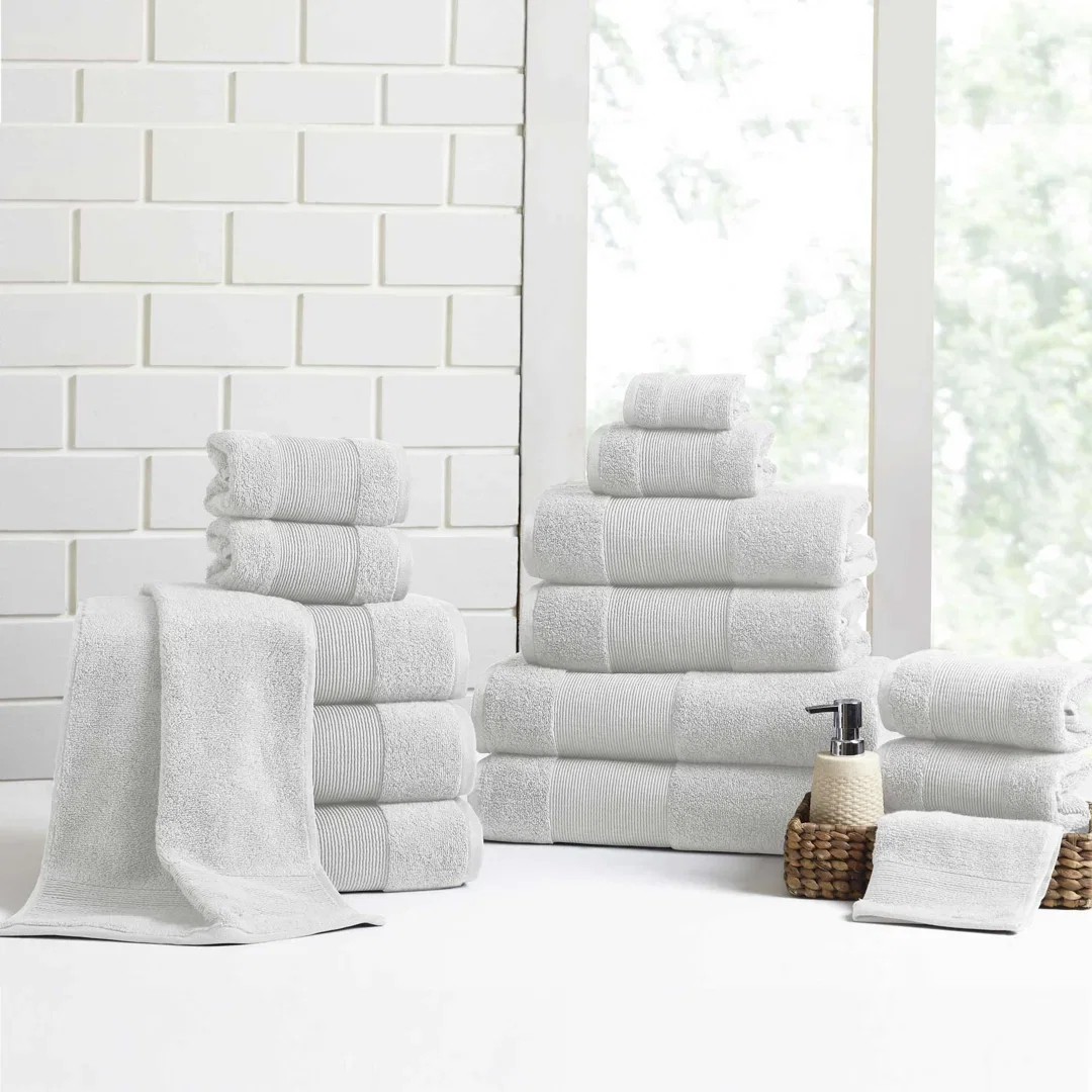 Modern Threads - Air Cloud 18-Piece 100% Zero-Twist Cotton Towel Set - Bath Towels, Hand Towels, & Washcloths - Super Absorbent & Quick Dry - 500 GSM - Soft & Plush