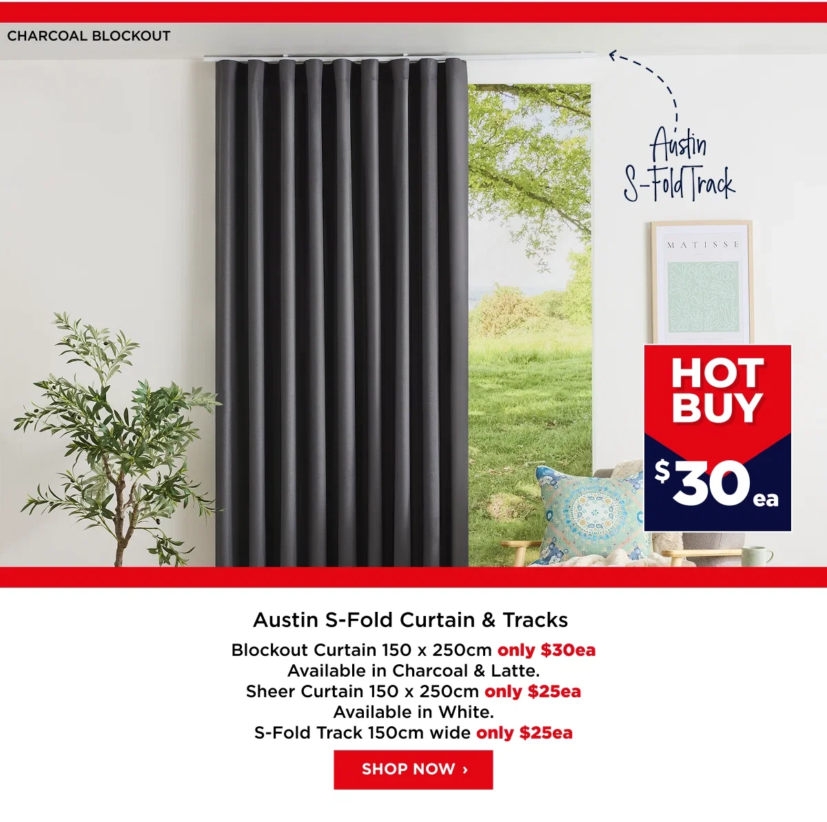 Austin S-Fold Curtain & Tracks