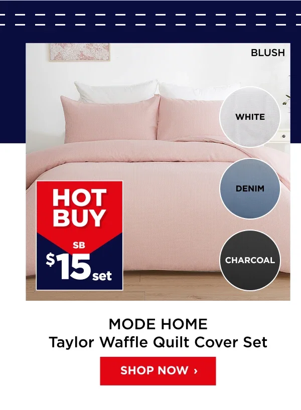 Mode Home Taylor Waffle Quilt Cover Set
