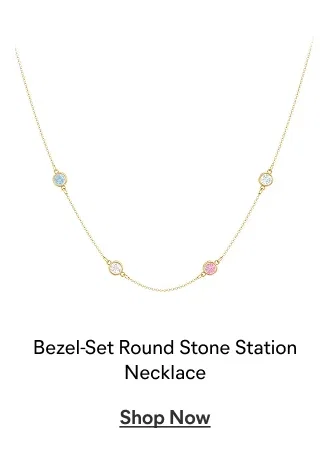 Bezel-Set Round Stone Station Necklace