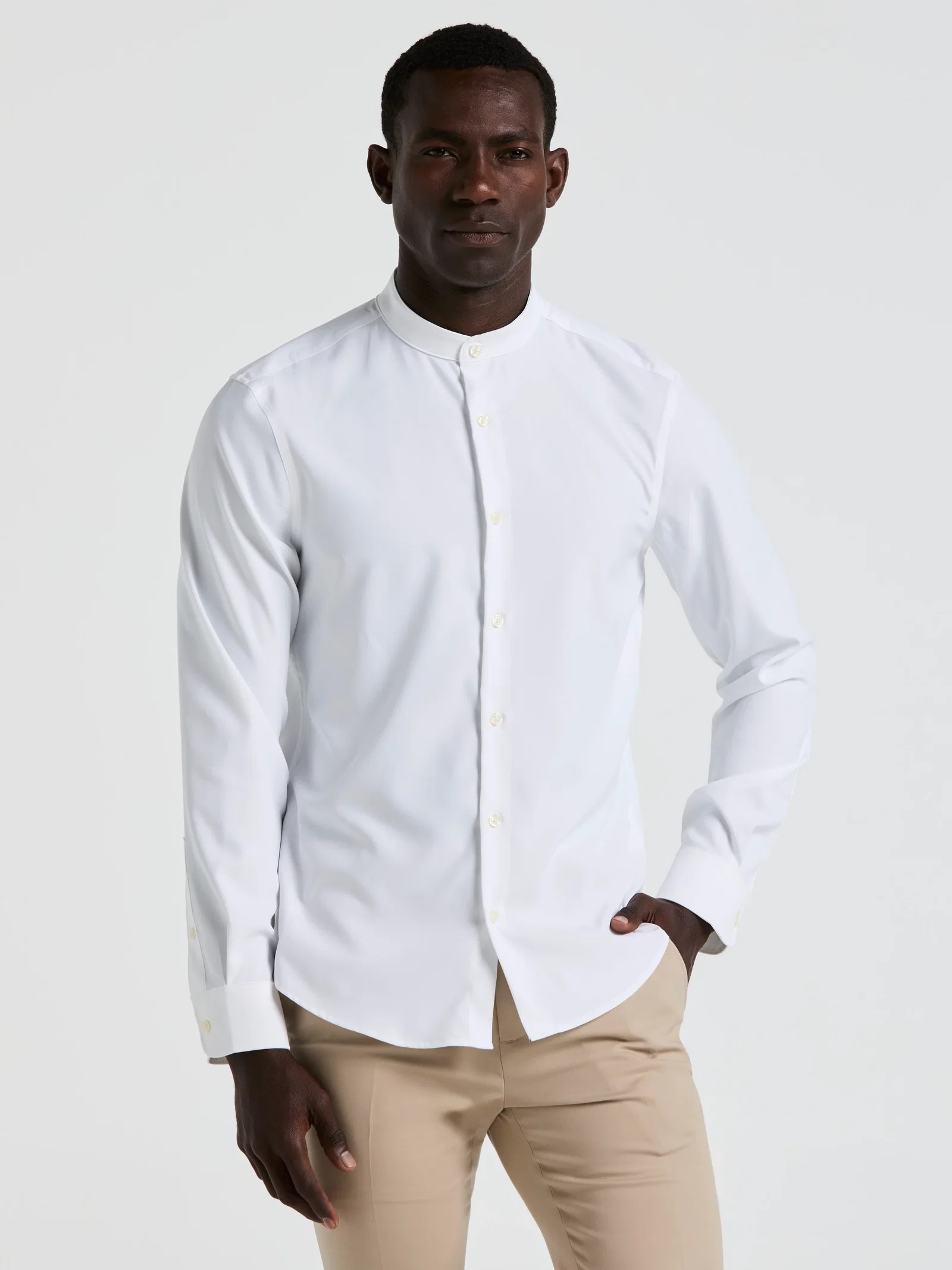Untucked Slim Fit Total Stretch Banded Collar Shirt