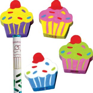 Image of Cupcake Birthday Pencils And Erasers Kit - 12 pencils