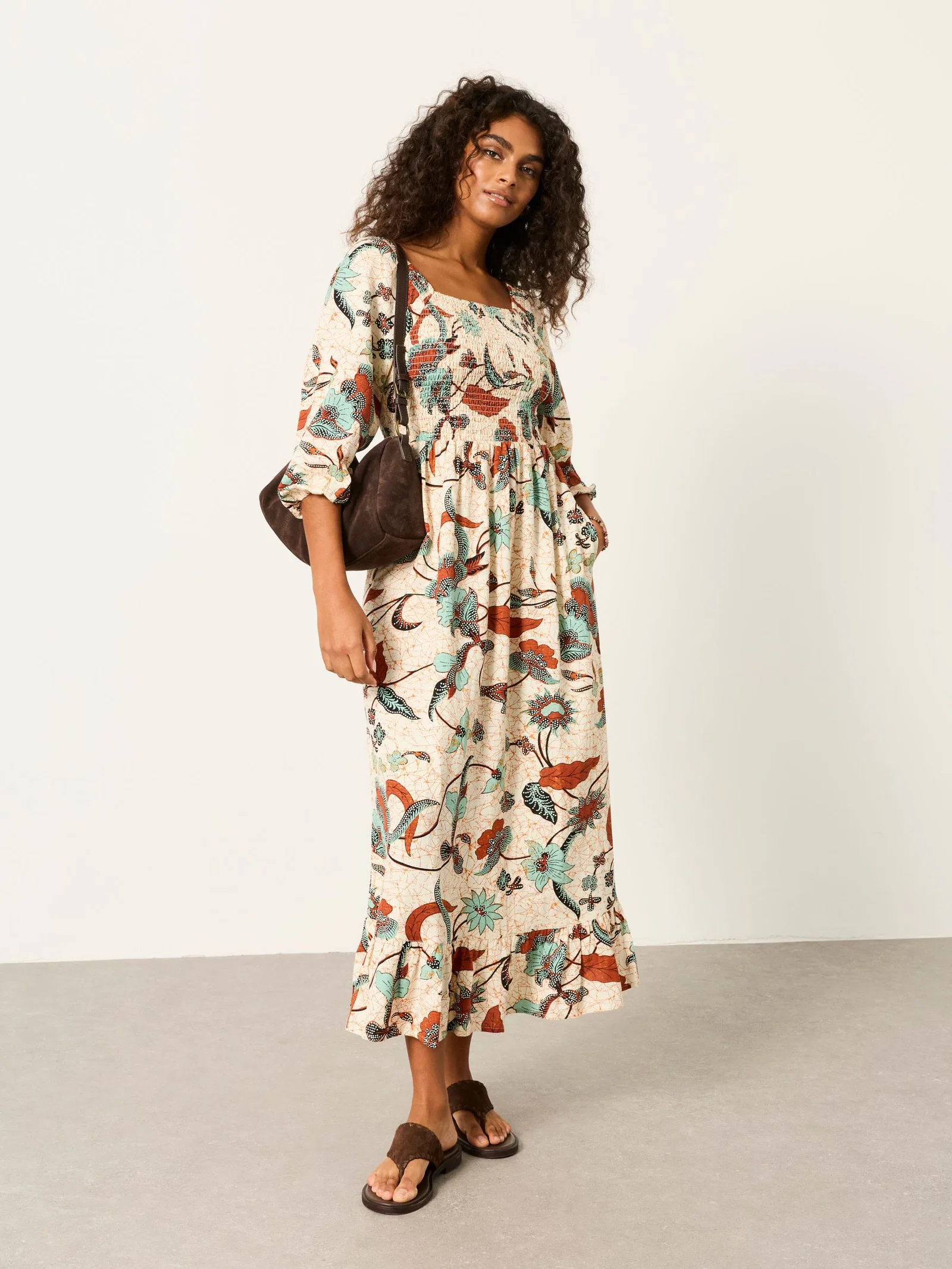 FatFace Adele Ivory Batik Midi Dress