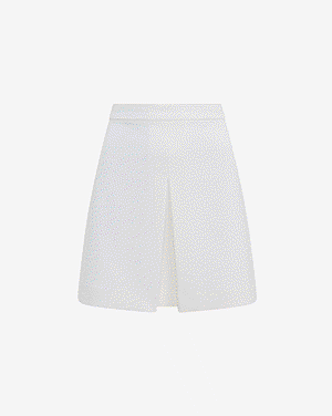 Studio Stretch Twill Fold Over Strapless Tailored Top + Studio Stretch Twill Super High Waisted Single Pleated Mini Skirt