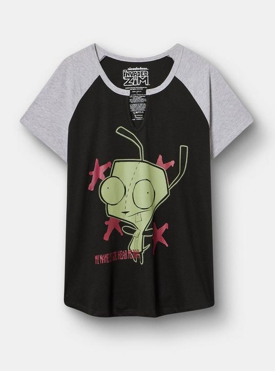 Invader Zim Classic Cotton Notch Neck Raglan Tee