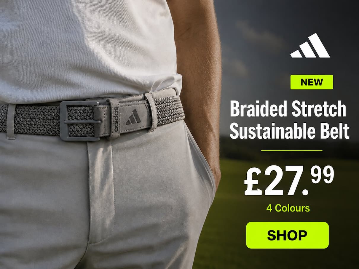 adidas Golf Mens 2026 Braided Striped Recycled Stretch Sustainable Belt