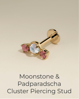 Moonstone & Padparadscha Cluster Piercing Stud