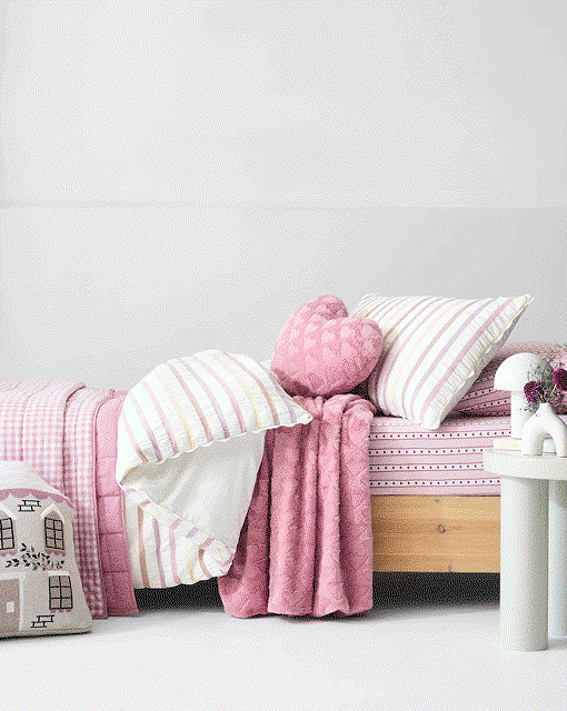 Frankie waffle stripe seersucker kids quilt cover set - single bed