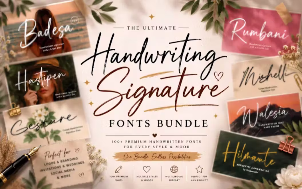 115+ Handwriting Signature Fonts Bundle for Elegant Branding