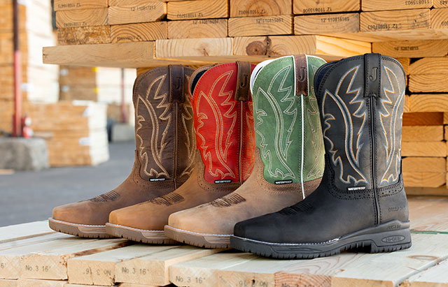 A group of Nitread 11" Waterproof Nano Comp Toe boots.