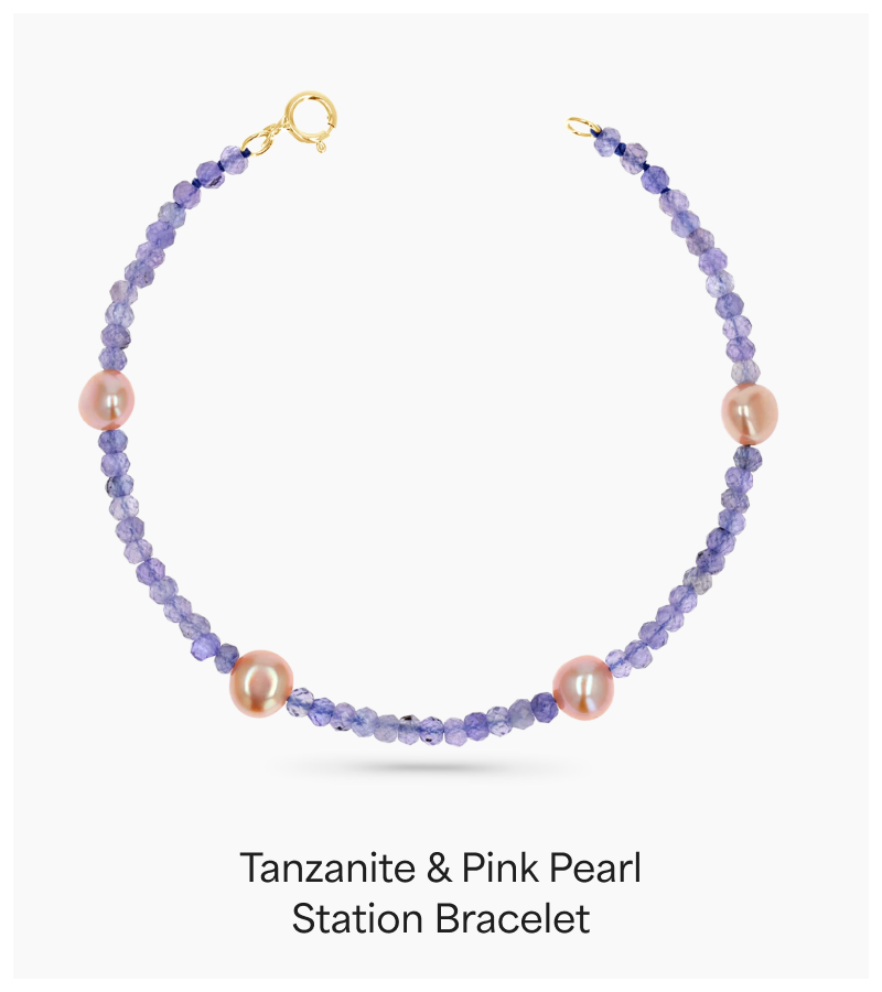 Tanzanite & Pink Pearl Station Bracelet