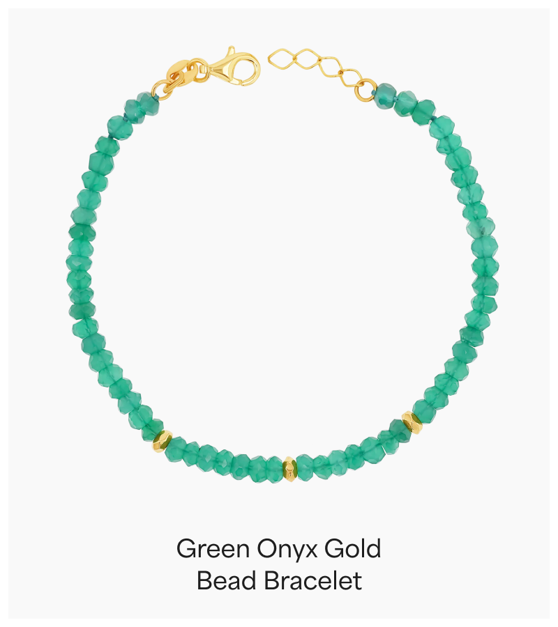 Green Onyx Gold Bead Bracelet