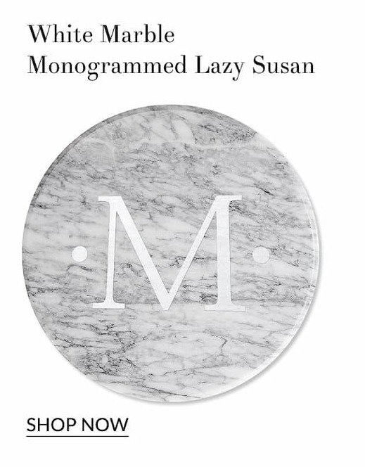 White marble monogrammed lazy susan