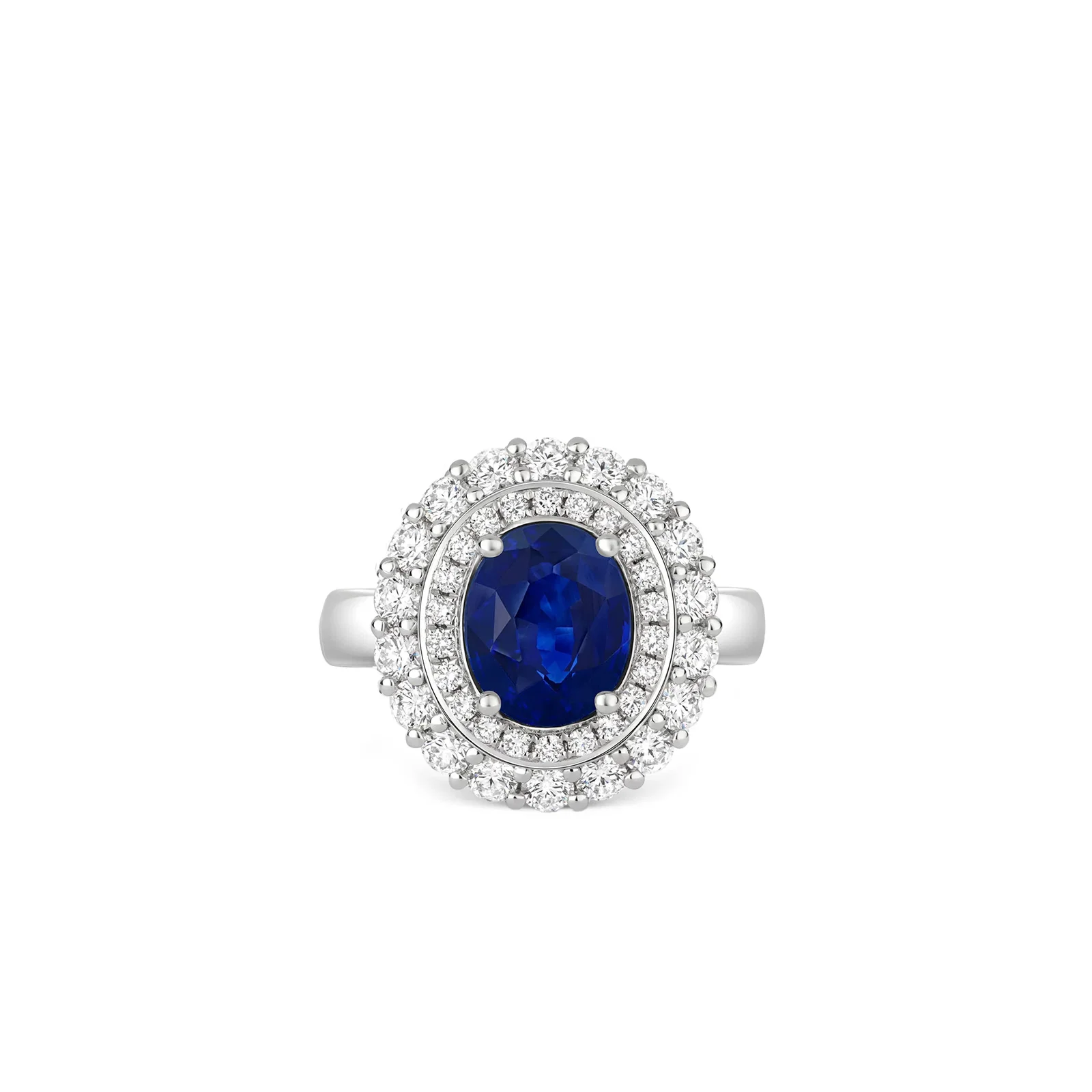 Image of OVAL-CUT SAPPHIRE RING IN PLATINUM WITH DIAMONDS
