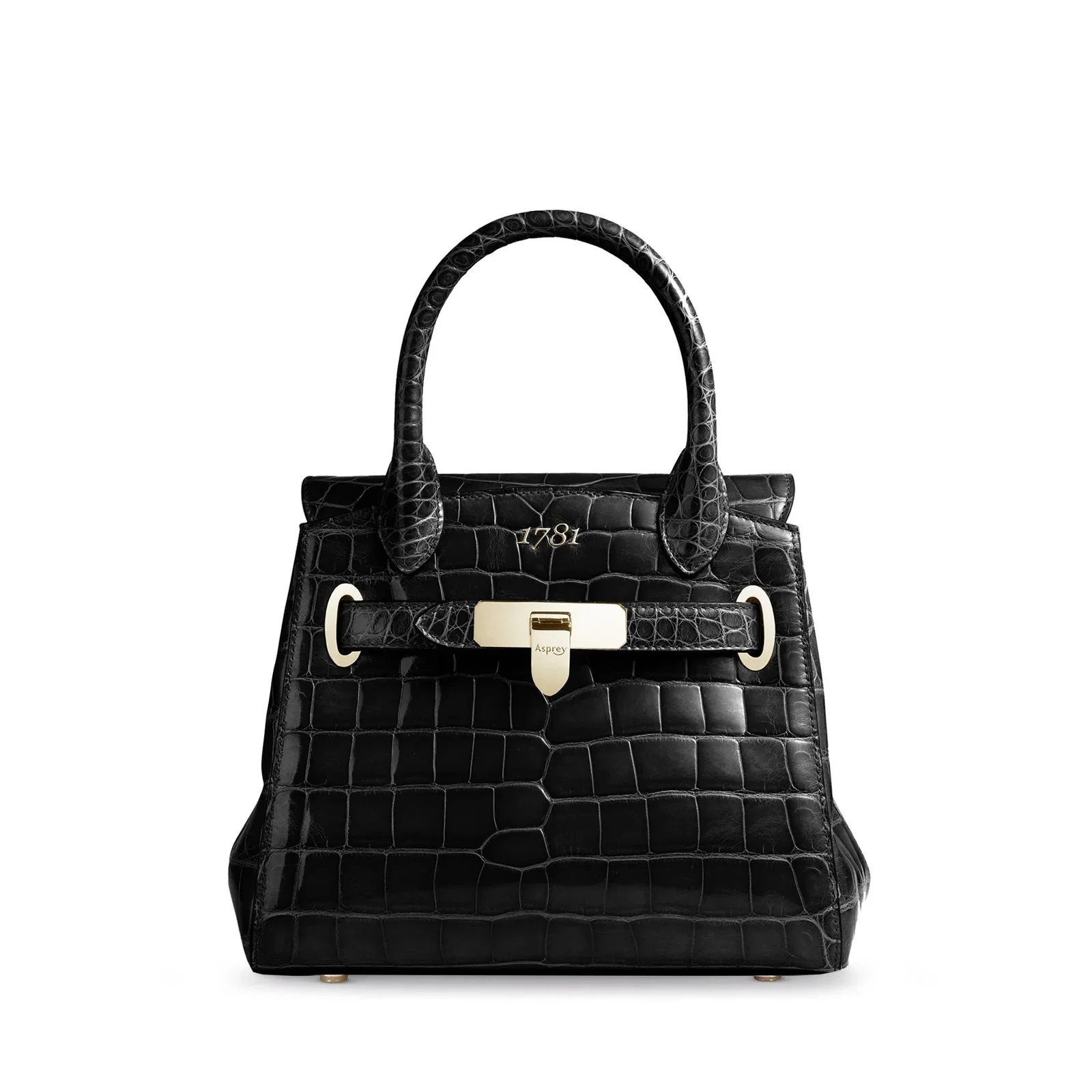 Image of 1781 MINI HANDBAG IN CROCODILE - BLACK