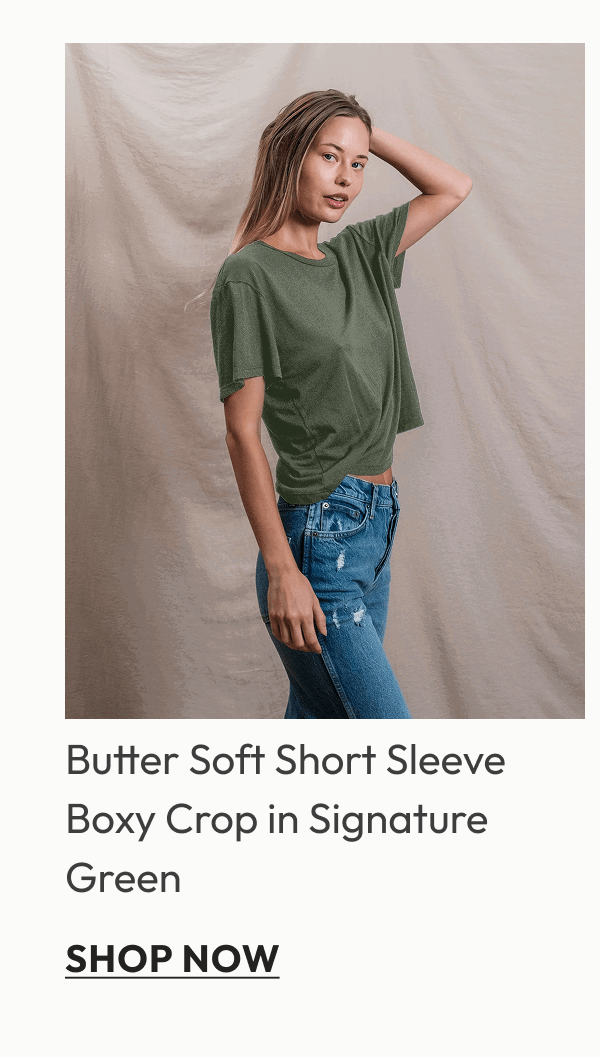 Butter Soft Short Sleeve Boxy Crop in Signature Green