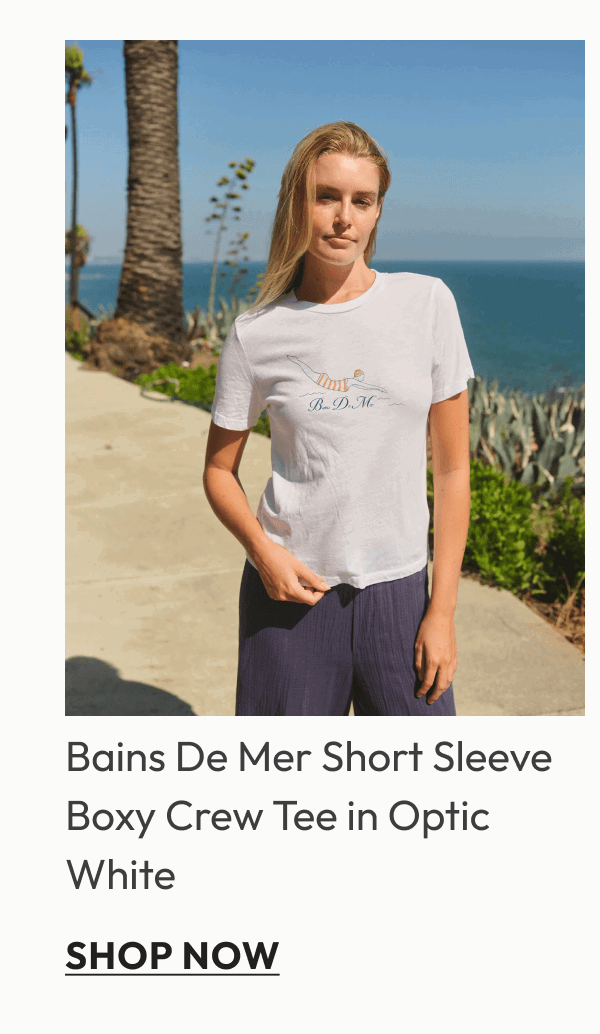 Bains De Mer Short Sleeve Boxy Crew Tee in Optic White