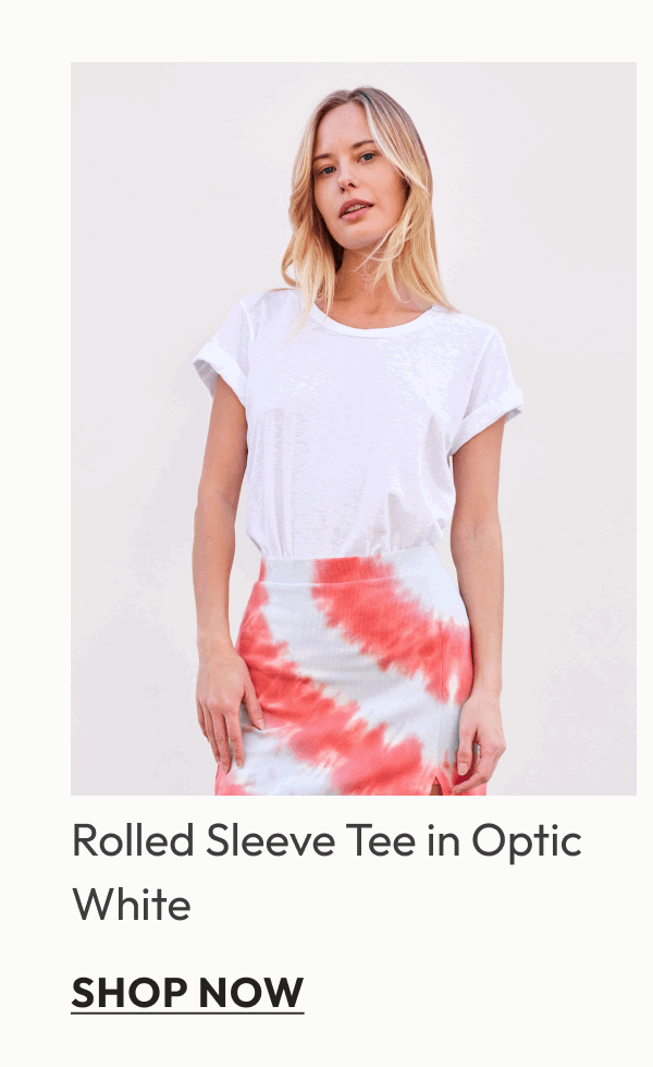 Rolled Sleeve Tee in Optic White