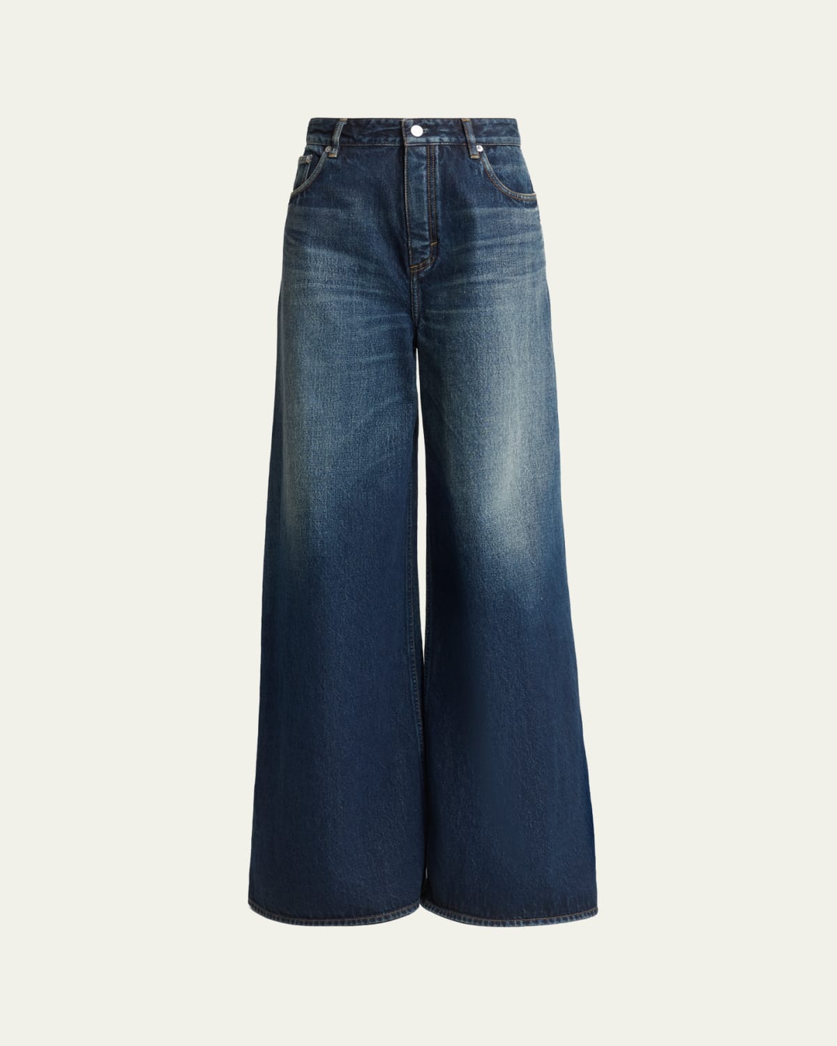 High-Rise Denim Wide-Leg Palazzo Pants