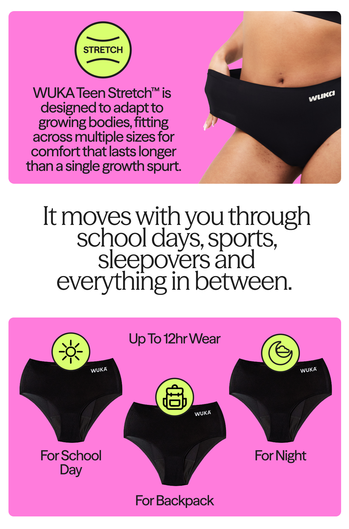 With WUKA period underwear and swimwear, you stay prepared without overthinking what if.