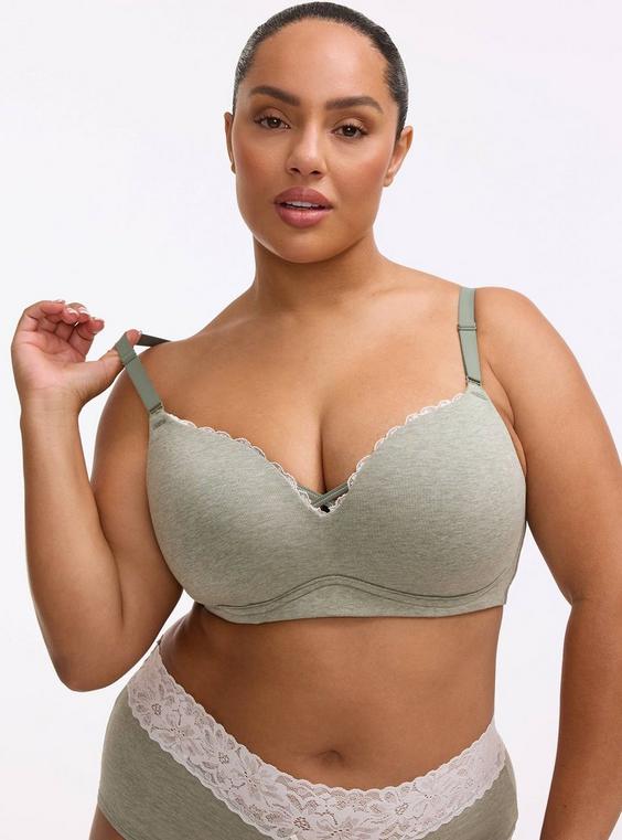 Wire-Free Push-Up Cotton Heather Bra
