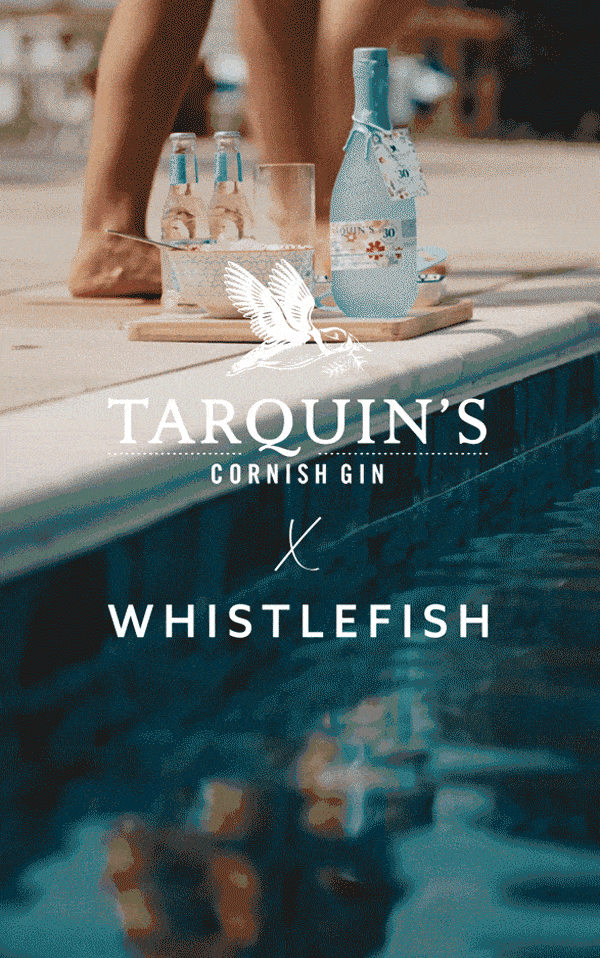 Tarquin’s Cornish Gin x Whistlefish limited edition collection, celebrating two Cornish brands by the water.