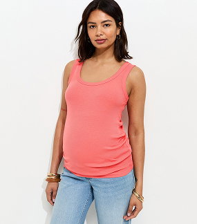 Maternity Coral Ribbed Scoop Neck Vest