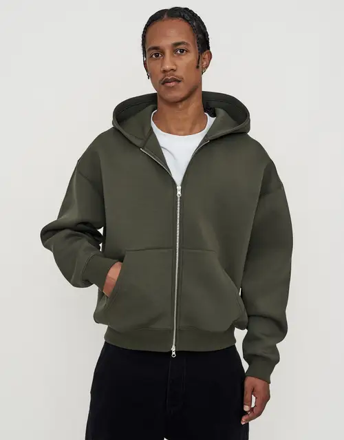 Scuba Oversized Cropped Zip Up Hoodie