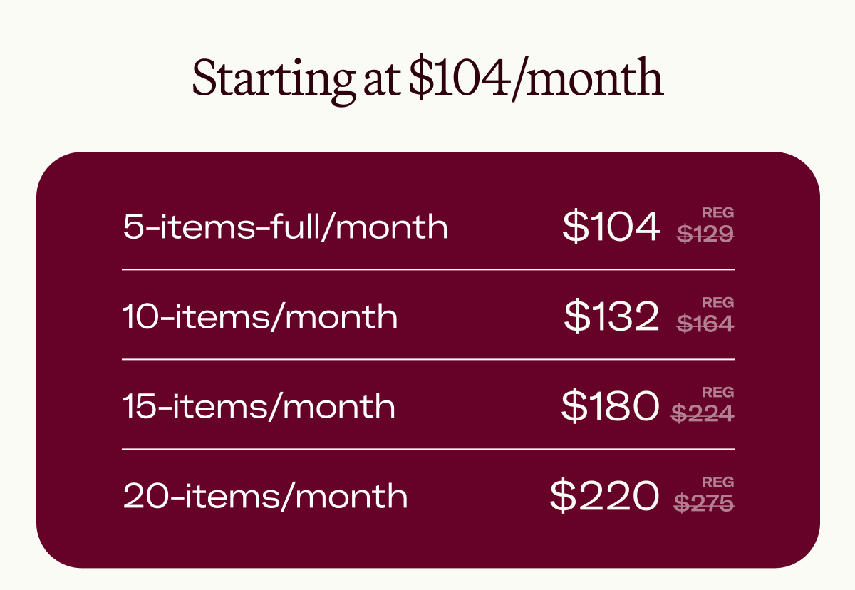 Starting at $104/month