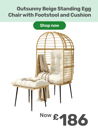 Outsunny Beige Standing Egg Chair with Footstool and Cushion. £186