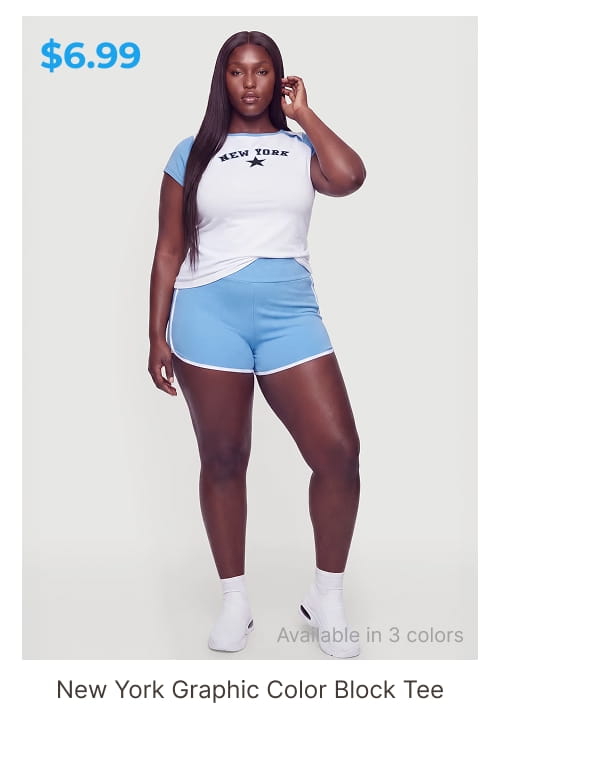 Shop Plus Size New York Graphic Color Block Tee
