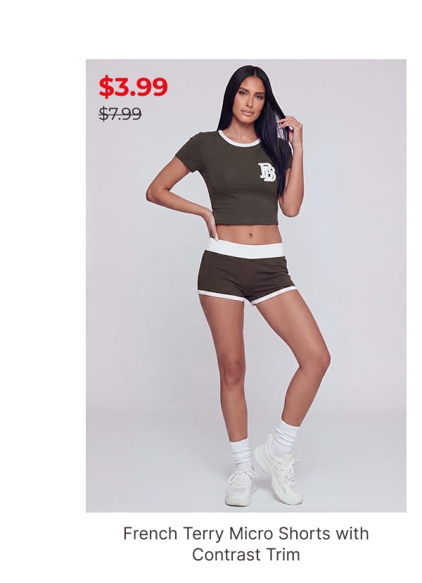 Shop French Terry Micro Shorts with Contrast Trim