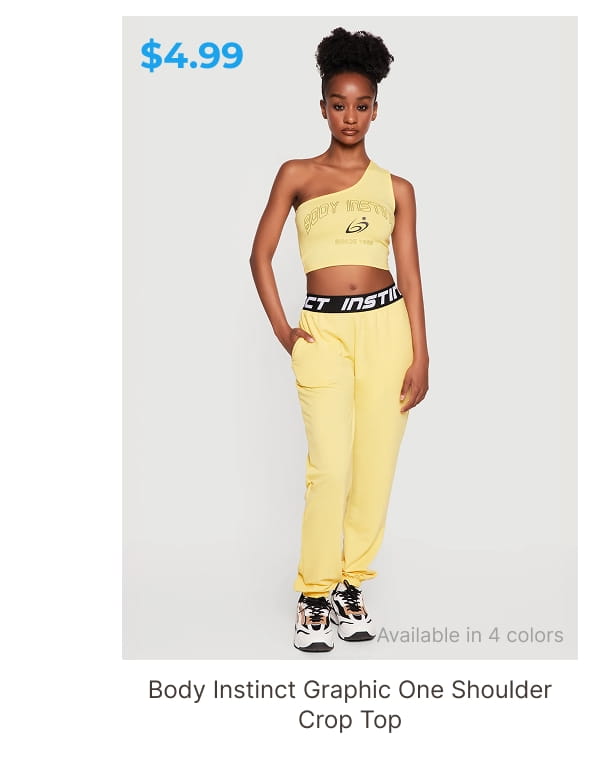 Shop Body Instinct Graphic One Shoulder Crop Top