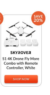 Skyrover S1 4K Drone Fly More Combo with Remote Controller, White