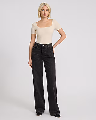 Body Contour Light Compression Stretch Cotton Square Neck Bodysuit