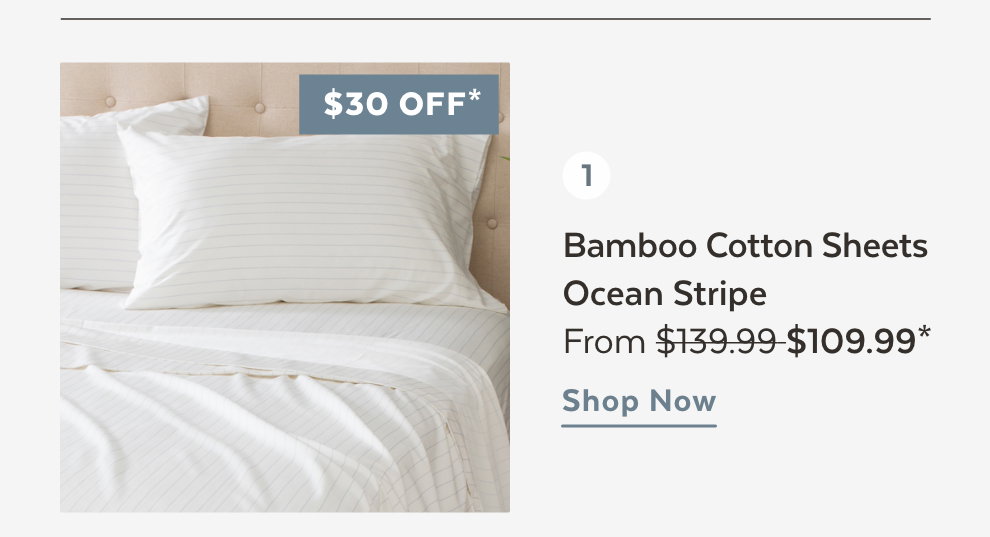 Bamboo Cotton Sheets – Ocean Stripe. Shop Now