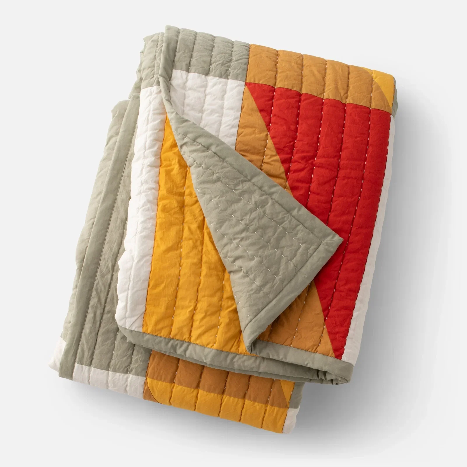 Image of Modern Rooftops Pieced Cotton Quilt