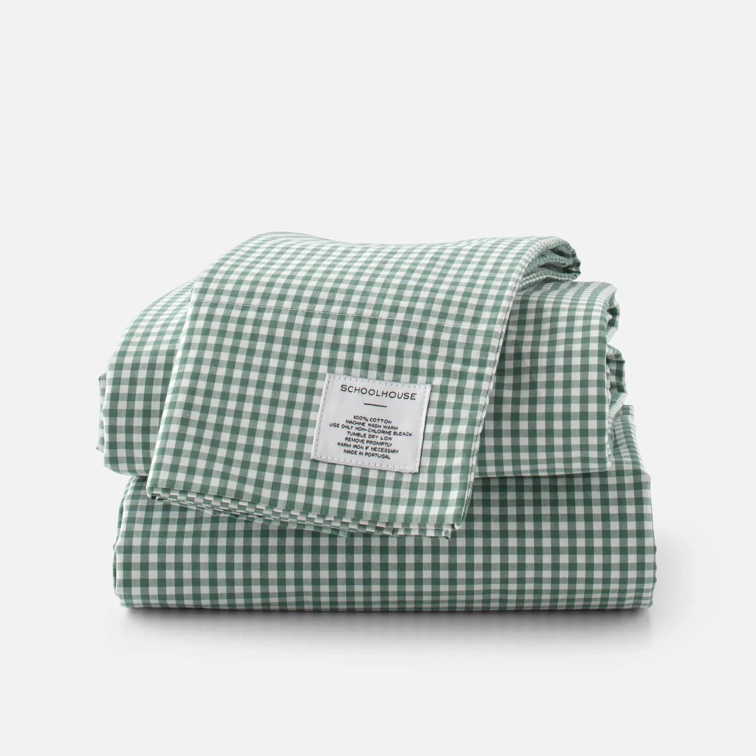 Image of Gingham Percale Sheet Set