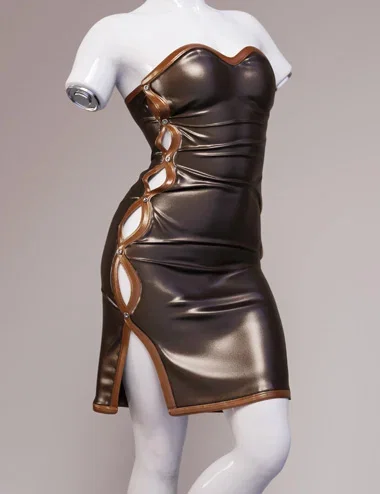 dForce Buttoned Up Tube Dress for Genesis 9