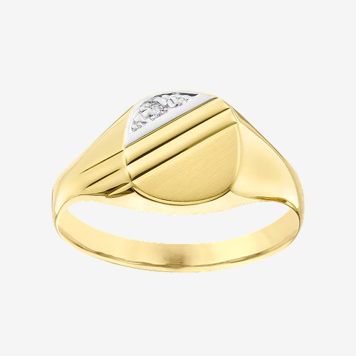 9ct Yellow Gold Diamond Cushion Signet Ring