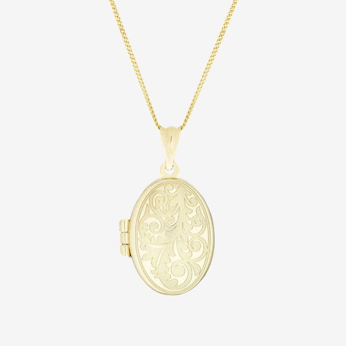 9ct Yellow Gold Small Oval Flower Locket