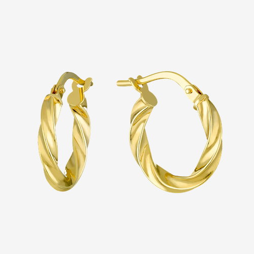 9ct Yellow Gold 10mm Twisted Hoop Earrings