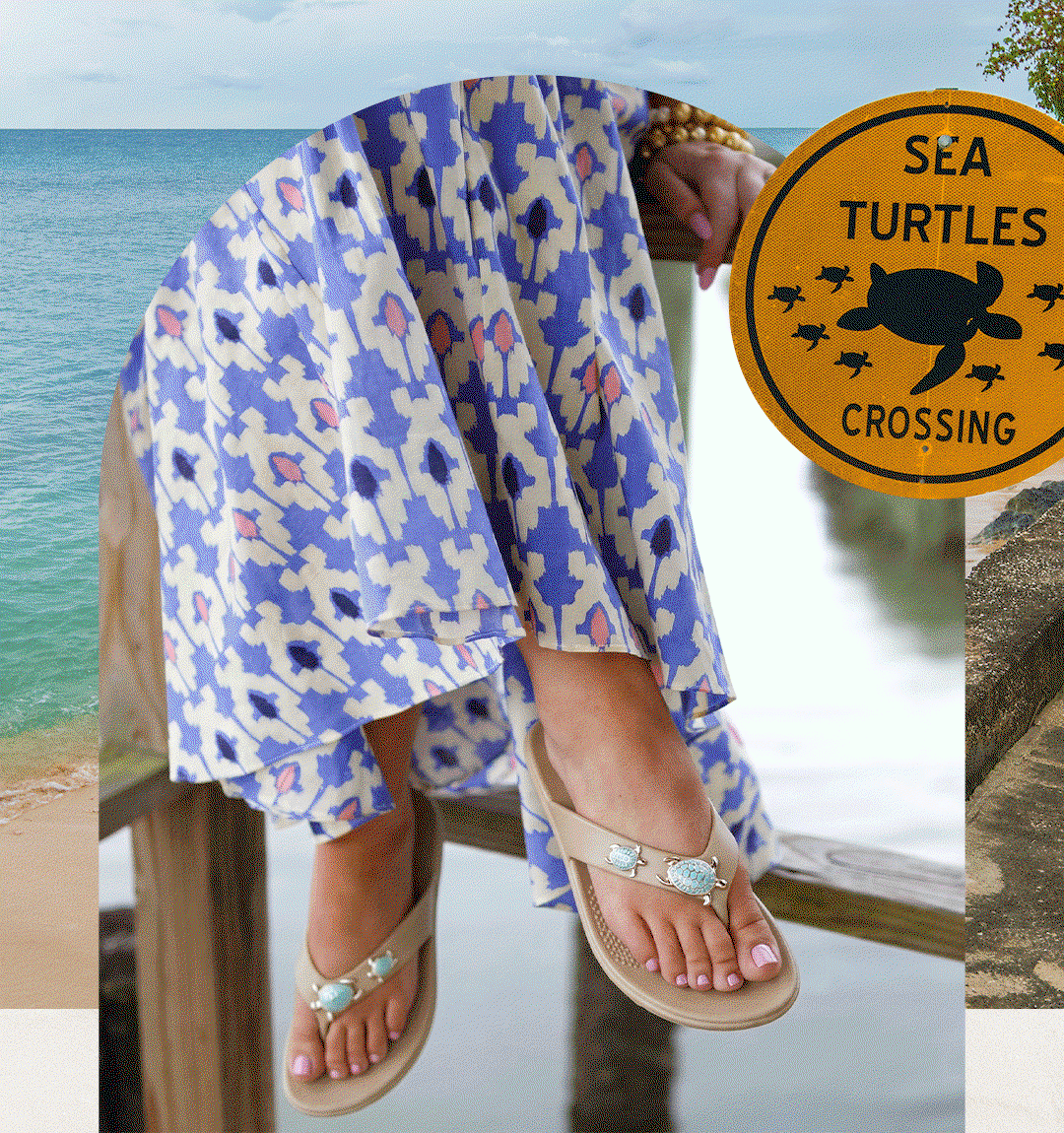 Oka-B Theresa Gold and Silver Turtle Flip Flops