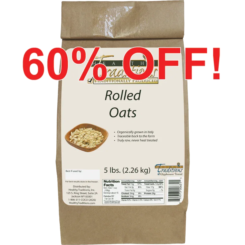 Image of Raw Whole Grain Rolled Oats - 5 lb. bag