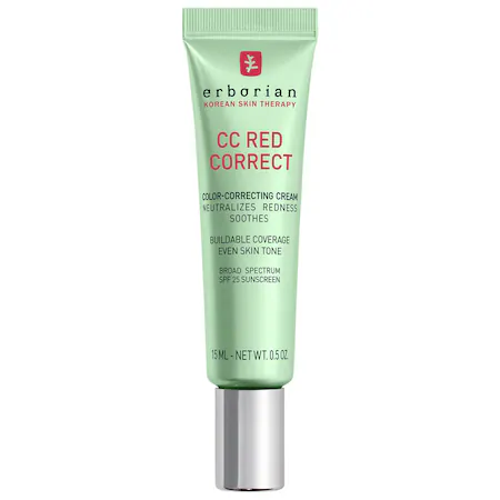 CC Red Correct Green Color-Corrector SPF 25 to Cover Redness, with Korean Centella Asiatica Extract
