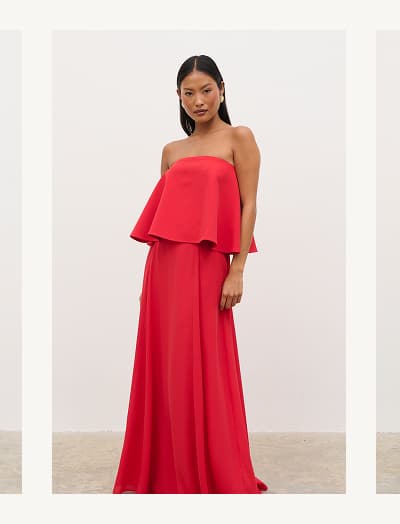 Liv Peplum Bandeau Maxi Dress