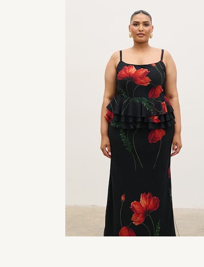 Rosie Peplum Ruffle Maxi Dress Curve