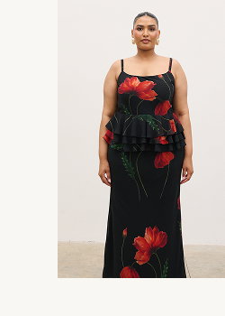 Rosie Peplum Ruffle Maxi Dress Curve