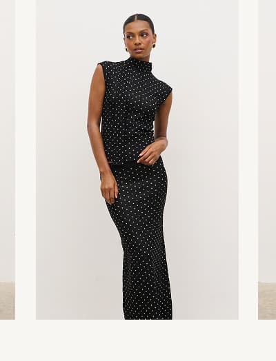 Bonnie Polka Dot High Neck Top and Skirt