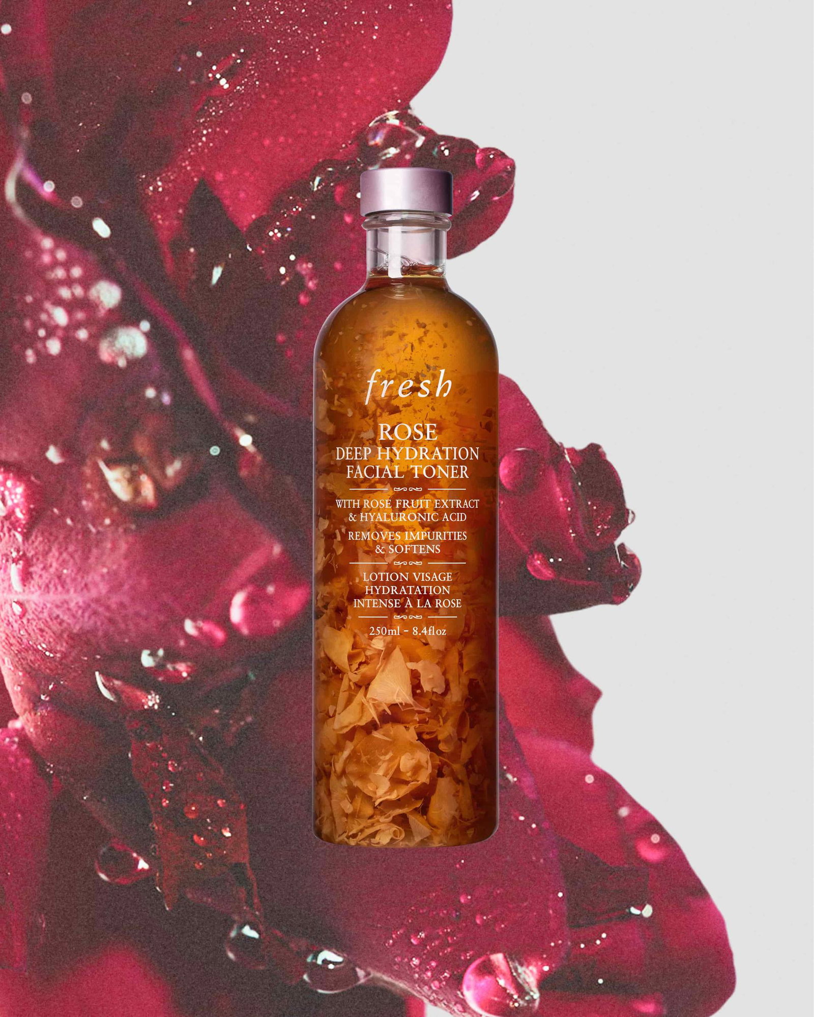 Rose Facial Toner on a rose background